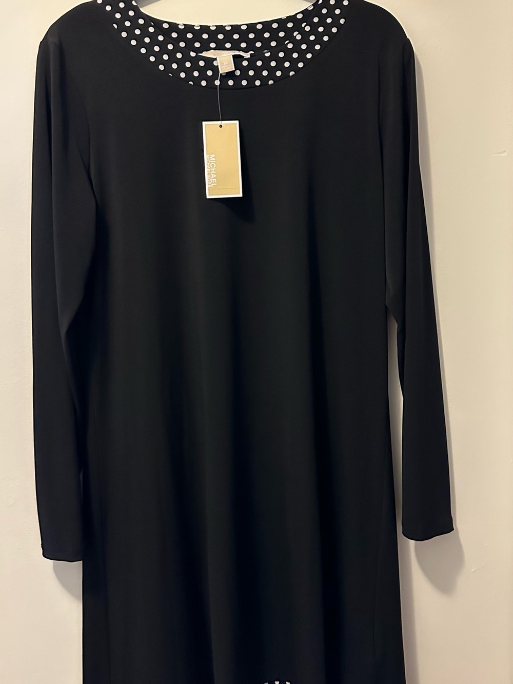 Michael Kors Black Long Sleeve Dress with Polka Dot Collar